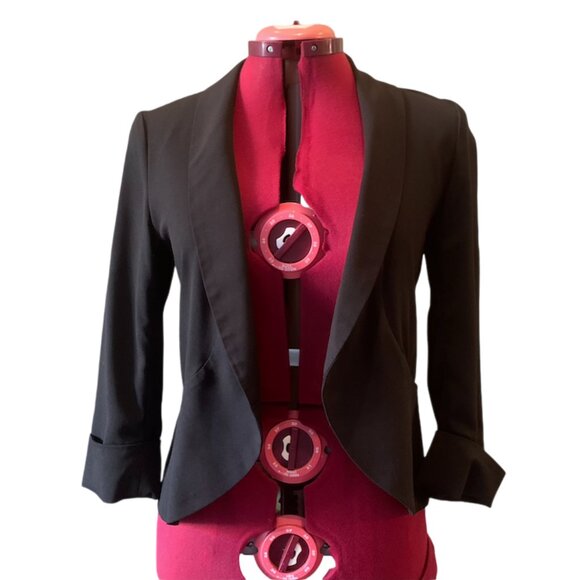 ICONE Black adjusted blazer jacket shawl lapel side pockets - medium - Picture 1 of 9